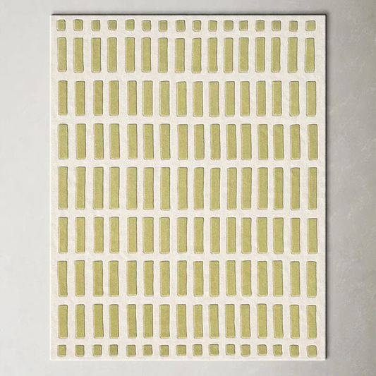 Full view of Lattice Wool Rug hand tufted wool rug with modern grid pattern.