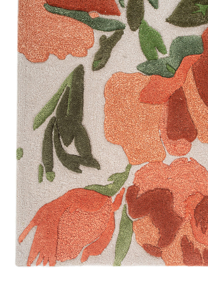 Hand tufted wool rug side edge view highlighting clean finishing dense pile structure and durable handcrafted construction.