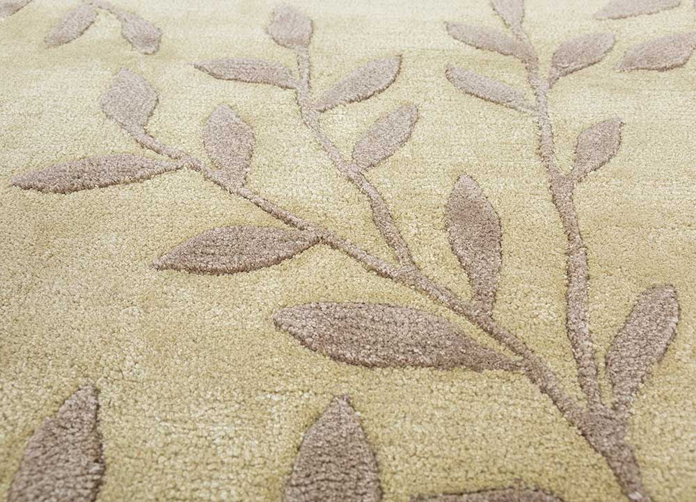 Close detailed texture of Botanical Leaf hand tufted wool rug showing dense wool fibers.
