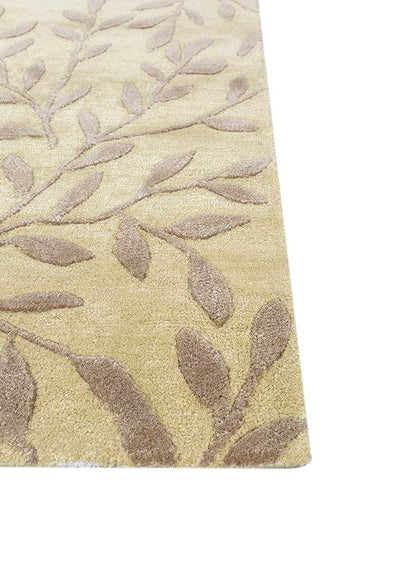 Close detailed texture of Botanical Leaf hand tufted wool rug showing dense wool fibers.