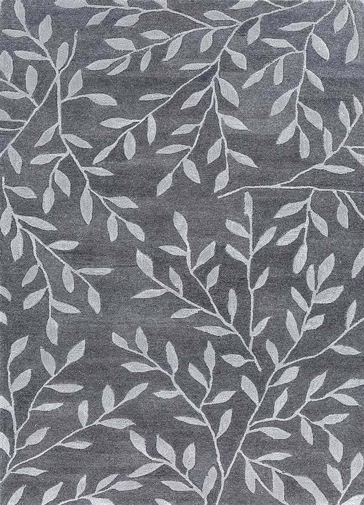 Botanical Vine hand tufted wool rug top view showing full botanical vine design.