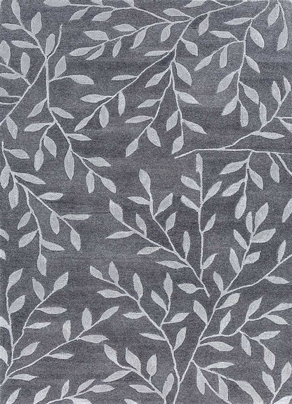 Botanical Vine hand tufted wool rug top view showing full botanical vine design.