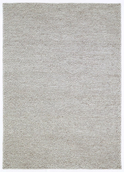 Flatweave Nirvana Chalk Pebbles rug shown in a clean top view, highlighting chalk toned pebble pattern and flat woven surface