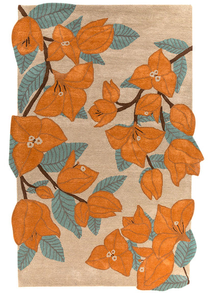 Full view of Floral Vine hand tufted wool rug showing complete floral vine design.