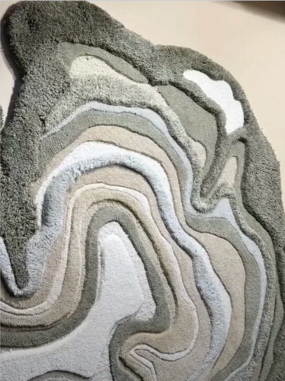 Close-up of Greencrest Terrain hand-tufted rug highlighting plush texture, dense pile, and fine craftsmanship details