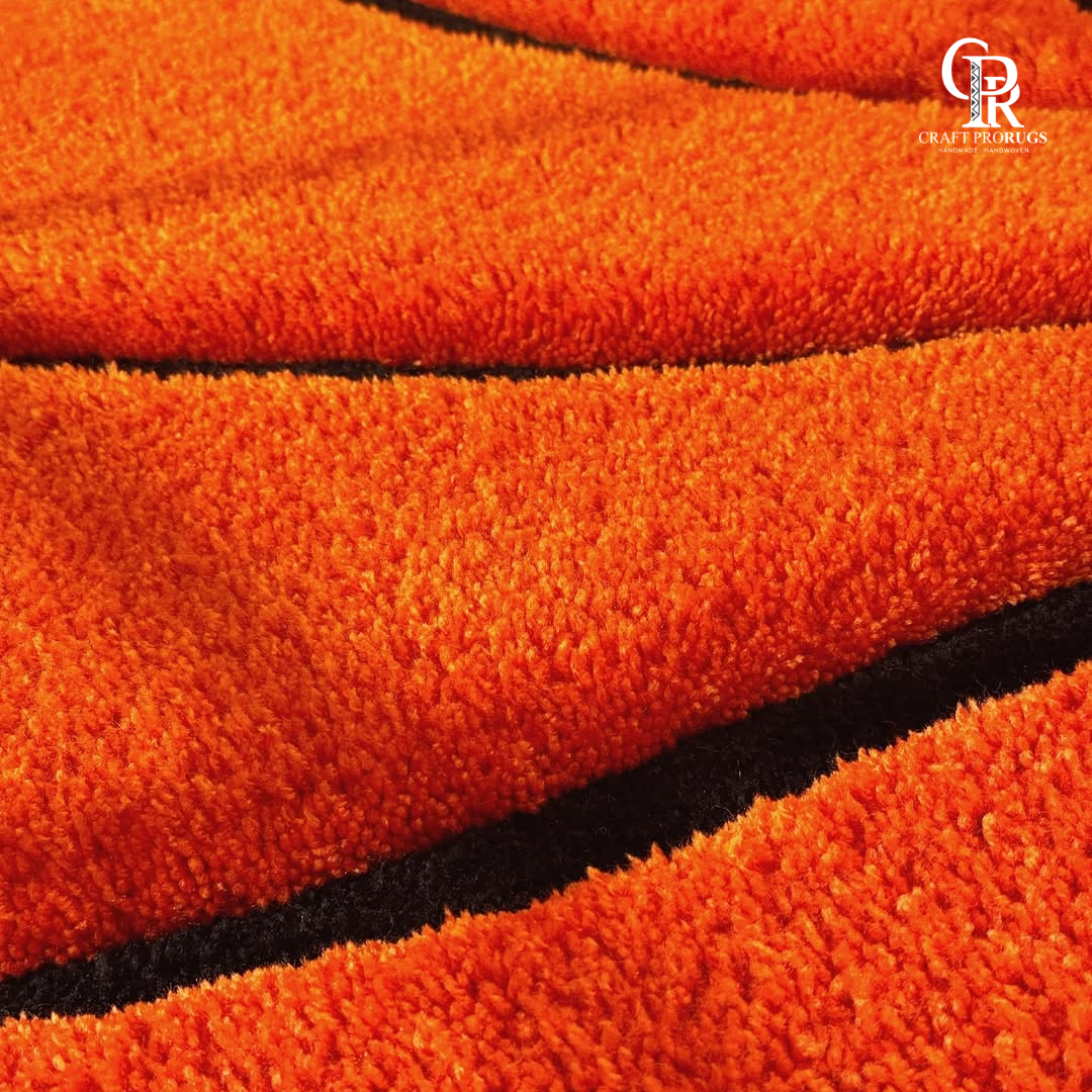 Close-up view of hand-tufted basketball-shaped rug showing premium soft yarn and detailing