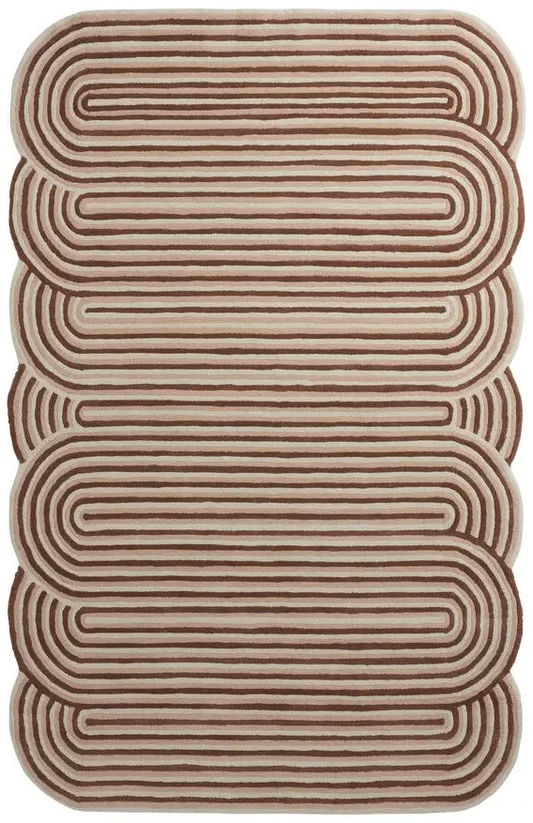 Omee Terra Contour hand tufted wool rug showing layered contour shape with soft rounded edges and warm terra tones